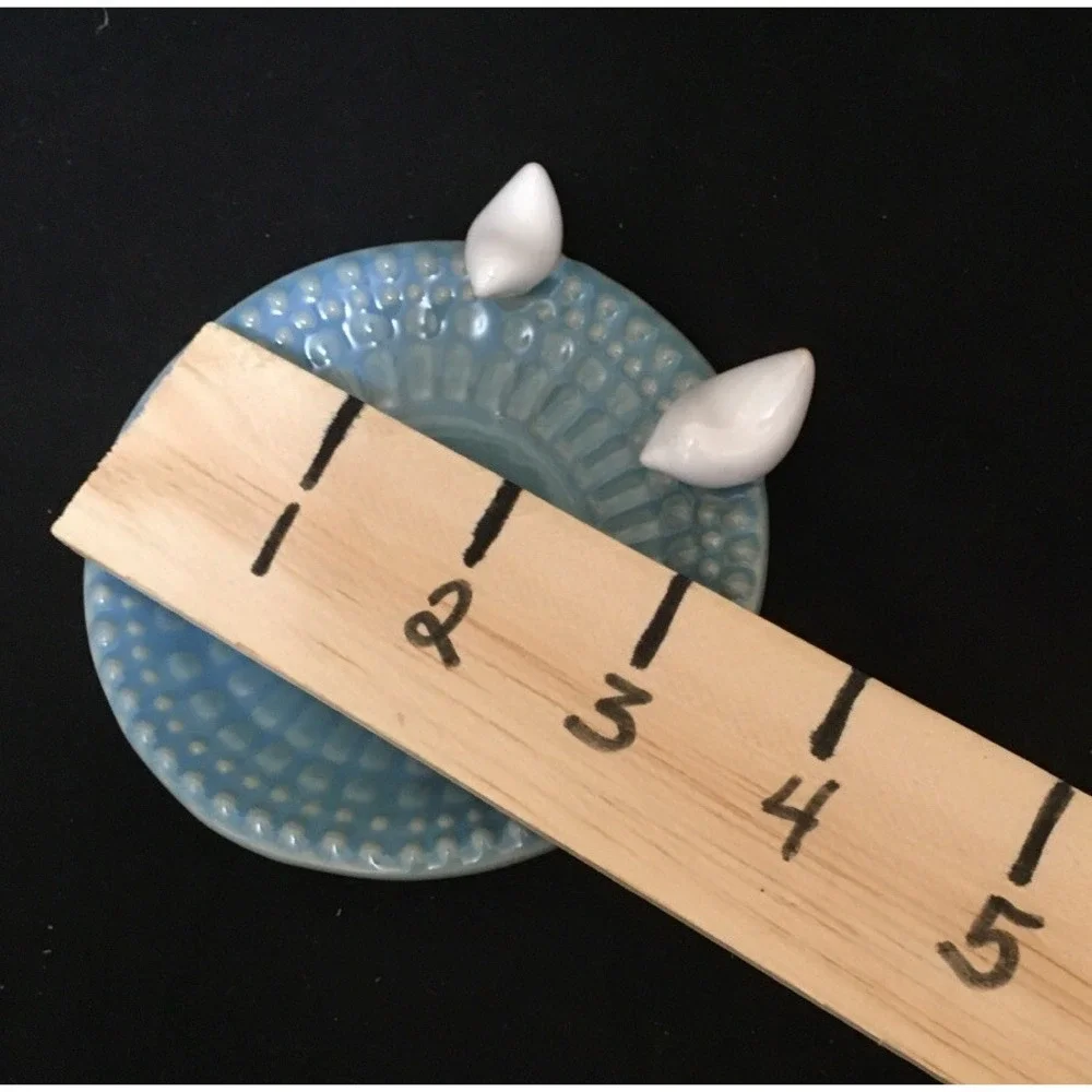 Oh Gussie! Aqua Stoneware Round Trinket Dish with White Birds